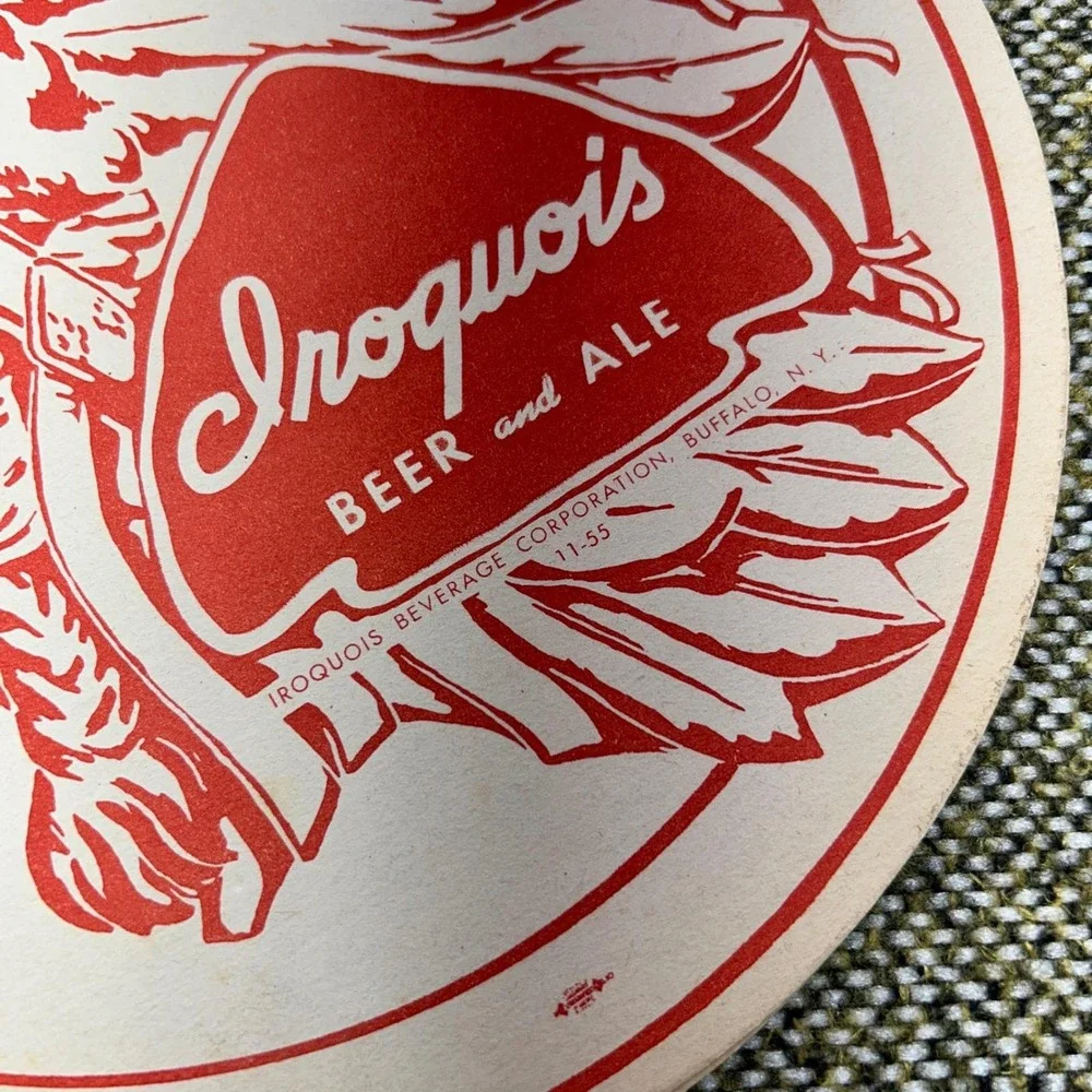 Vintage 1955 Iroquois Beer and Ale Advertising Sign/Oversized Coaster Buffalo NY